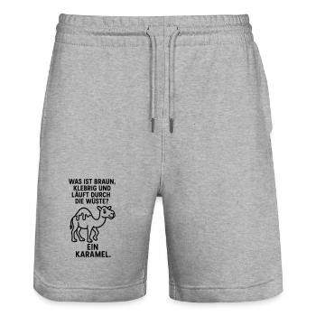 Blague Karamel Caramel Camel Desert Kids - Short de jogging bio TRAINER Stanley/Stella unisexe - gris chiné - Devant - Nik (191cm) & Marisol (170cm)