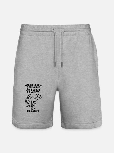karamel karamell kamel wüste kinder witz - Stanley/Stella Unisex Bio Joggingshorts Trainer  - Grau meliert