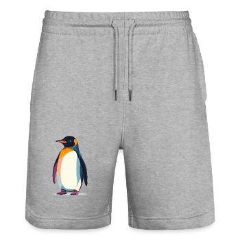 abstrakter Pinguin steht auf Eis Vektor Grafik - Stanley/Stella Unisex Bio Joggingshorts Trainer  - Grau meliert - Vorne - Nik (191cm) & Marisol (170cm)
