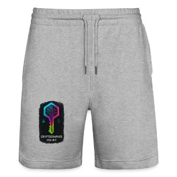 256-Bit-Cybersicherheitskryptograph - Stanley/Stella Unisex Bio Joggingshorts Trainer  - Grau meliert - Vorne - Nik (191cm) & Marisol (170cm)