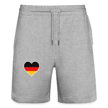 Drapeau du cœur Allemagne Drapeau d’amour - Short de jogging bio TRAINER Stanley/Stella unisexe - gris chiné - Devant - Nik (191cm) & Marisol (170cm)