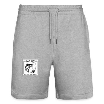 Fish On! - Stanley/Stella Trainer Unisex Organic Jogging Shorts - heather grey - Front - Nik (191cm) & Marisol (170cm)
