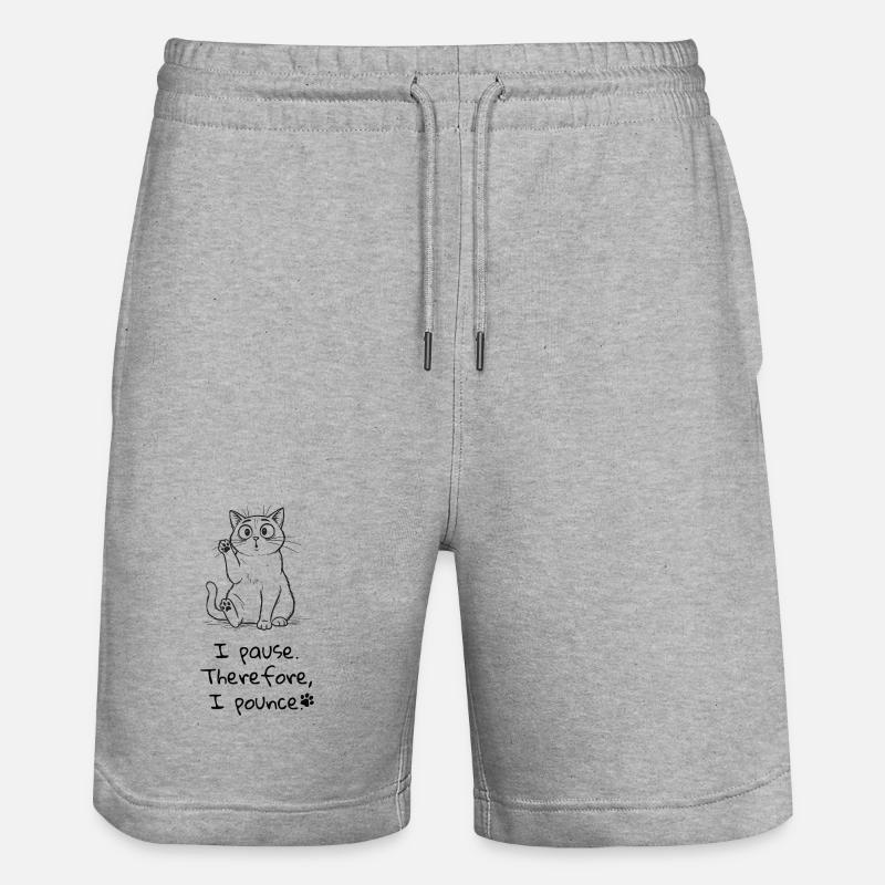 Pause & Pounce – Cat Lover Tee - Stanley/Stella Unisex Bio Joggingshorts Trainer  - Grau meliert