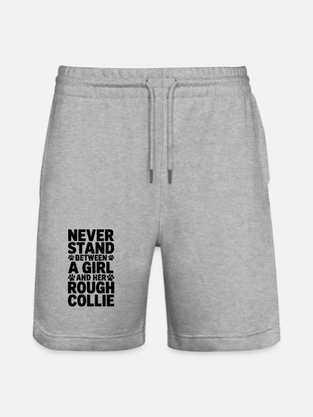 Long-haired Collie Sayings Funny Dog Gift - Stanley/Stella Trainer Unisex Organic Jogging Shorts - heather grey
