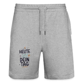 Today is your day positive motivational saying - Stanley/Stella Trainer Unisex Organic Jogging Shorts - heather grey - Front - Nik (191cm) & Marisol (170cm)
