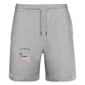Lieblingsfreund  - Stanley/Stella Unisex Bio Joggingshorts Trainer  - Grau meliert - Vorne - Nik (191cm) & Marisol (170cm)