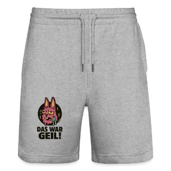 Pinker Hase Graffiti: Das War Geil - Stanley/Stella Unisex Bio Joggingshorts Trainer  - Grau meliert - Vorne - Nik (191cm) & Marisol (170cm)