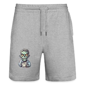 Coffee Monster - Caffeine Zombie - Morning Grouch - Stanley/Stella Trainer Unisex Organic Jogging Shorts - heather grey - Front - Nik (191cm) & Marisol (170cm)