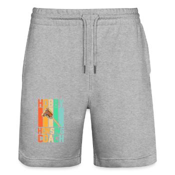 Steckenpferd Hobbyhorse Hobby Horsing - Stanley/Stella Trainer Unisex Organic Jogging Shorts - heather grey - Front - Nik (191cm) & Marisol (170cm)