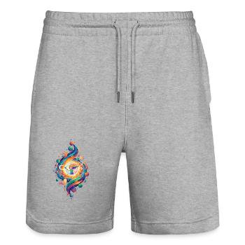 Kosmosfarben Wirbel Regenbogen Kunst Kindisch Spaß - Stanley/Stella Unisex Bio Joggingshorts Trainer  - Grau meliert - Vorne - Nik (191cm) & Marisol (170cm)