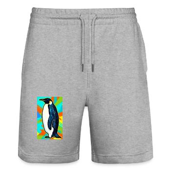 pingouin - Short de jogging bio TRAINER Stanley/Stella unisexe - gris chiné - Devant - Nik (191cm) & Marisol (170cm)