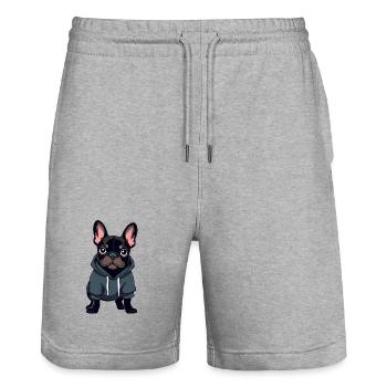 Bouledogue français - Short de jogging bio TRAINER Stanley/Stella unisexe - gris chiné - Devant - Nik (191cm) & Marisol (170cm)