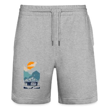 Camping Scouts Mountain Hiking Sunset Campers - Stanley/Stella Trainer Unisex Organic Jogging Shorts - heather grey - Front - Nik (191cm) & Marisol (170cm)