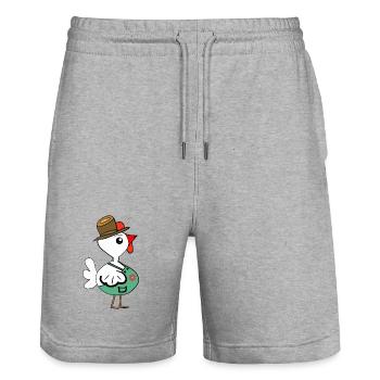 Chicken Chicken Straw Hat Hat Child - Stanley/Stella Trainer Unisex Organic Jogging Shorts - heather grey - Front - Nik (191cm) & Marisol (170cm)