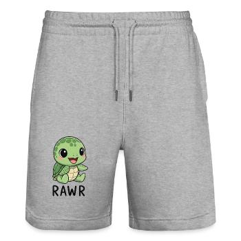 Cute Cartoon Turtle Monster Rawr Funny - Stanley/Stella Trainer Unisex Organic Jogging Shorts - heather grey - Front - Nik (191cm) & Marisol (170cm)