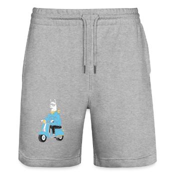 Trottinette en denim Lama - Short de jogging bio TRAINER Stanley/Stella unisexe - gris chiné - Devant - Nik (191cm) & Marisol (170cm)
