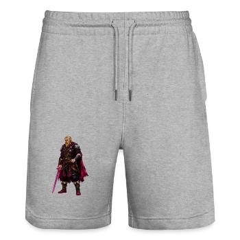 Guerrier viking - Short de jogging bio TRAINER Stanley/Stella unisexe - gris chiné - Devant - Nik (191cm) & Marisol (170cm)