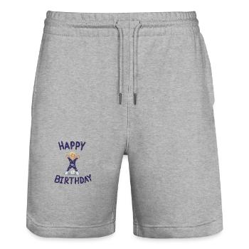 Kleiner Sternenknirps Geburtstag - Stanley/Stella Unisex Bio Joggingshorts Trainer  - Grau meliert - Vorne - Nik (191cm) & Marisol (170cm)