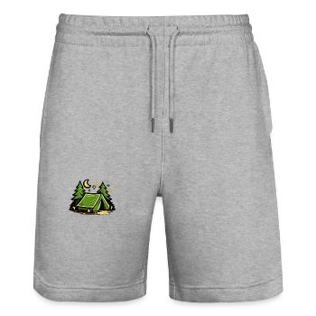 Nächtliches Zeltlager im Wald - Stanley/Stella Unisex Bio Joggingshorts Trainer  - Grau meliert - Vorne - Nik (191cm) & Marisol (170cm)