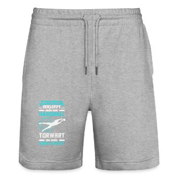 Handball Handballer Handball Trainer Fan Geschenk - Stanley/Stella Unisex Bio Joggingshorts Trainer  - Grau meliert - Vorne - Nik (191cm) & Marisol (170cm)