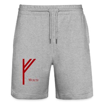 Rune Fehu avec Sens Rouge – Futhark Viking Norse - Short de jogging bio TRAINER Stanley/Stella unisexe - gris chiné - Devant - Nik (191cm) & Marisol (170cm)
