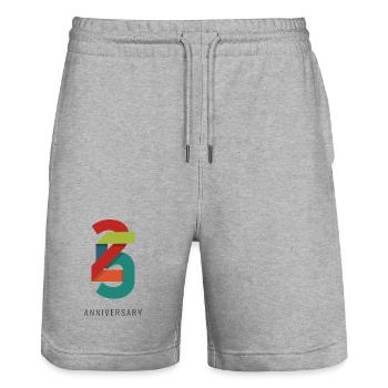 25 Years – Modern Anniversary Design - Stanley/Stella Trainer Unisex Organic Jogging Shorts - heather grey - Front - Nik (191cm) & Marisol (170cm)