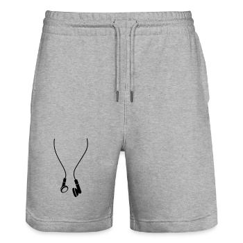 headphones - Stanley/Stella Trainer Unisex Organic Jogging Shorts - heather grey - Front - Nik (191cm) & Marisol (170cm)