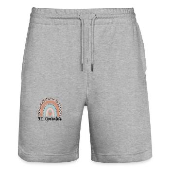 91 Opérateur Rainbow Leopard Drôle - Short de jogging bio TRAINER Stanley/Stella unisexe - gris chiné - Devant - Nik (191cm) & Marisol (170cm)