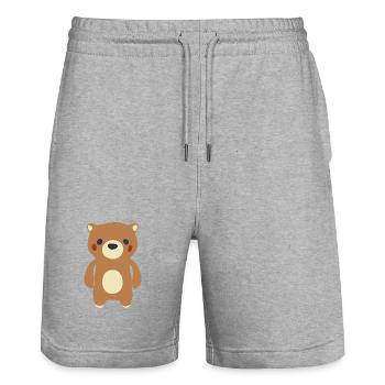 Teddybär Bär - Stanley/Stella Unisex Bio Joggingshorts Trainer  - Grau meliert - Vorne - Nik (191cm) & Marisol (170cm)