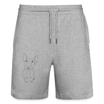 Bullterrier Puppy - Stanley/Stella Unisex Bio Joggingshorts Trainer  - Grau meliert - Vorne - Nik (191cm) & Marisol (170cm)