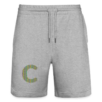 Coeur coloré C Design - Unique et élégant ! - Short de jogging bio TRAINER Stanley/Stella unisexe - gris chiné - Devant - Nik (191cm) & Marisol (170cm)
