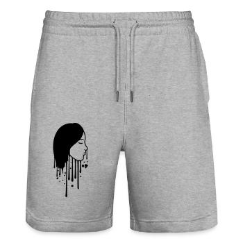 drop of graffiti spray paint stamp face head - Stanley/Stella Trainer Unisex Organic Jogging Shorts - heather grey - Front - Nik (191cm) & Marisol (170cm)