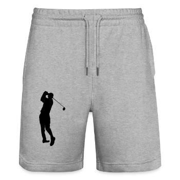 Golfeurs - Short de jogging bio TRAINER Stanley/Stella unisexe - gris chiné - Devant - Nik (191cm) & Marisol (170cm)