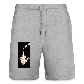 Mittelfinger Liebe - Stanley/Stella Unisex Bio Joggingshorts Trainer  - Grau meliert - Vorne - Nik (191cm) & Marisol (170cm)