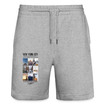 New York City Skyline NYC Manhattan - Stanley/Stella Unisex Bio Joggingshorts Trainer  - Grau meliert - Vorne - Nik (191cm) & Marisol (170cm)