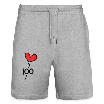 100. 100 YEARS. 100th ANNIVERSARY. 100 BIRTHDAY - Stanley/Stella Trainer Unisex Organic Jogging Shorts - heather grey - Front - Nik (191cm) & Marisol (170cm)