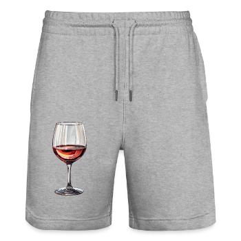 Weinglas Rotwein - Stanley/Stella Unisex Bio Joggingshorts Trainer  - Grau meliert - Vorne - Nik (191cm) & Marisol (170cm)