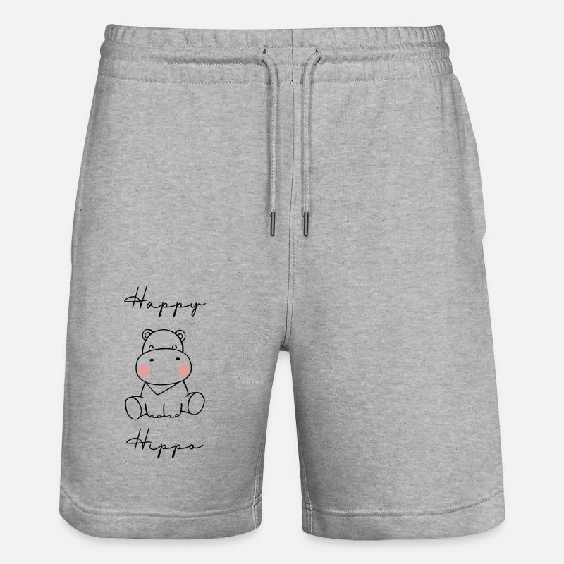 Happy Hippo - Stanley/Stella Unisex Bio Joggingshorts Trainer  - Grau meliert