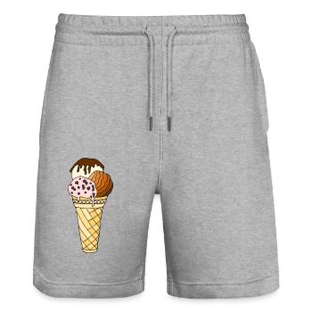 Eis - Stanley/Stella Unisex Bio Joggingshorts Trainer  - Grau meliert - Vorne - Nik (191cm) & Marisol (170cm)