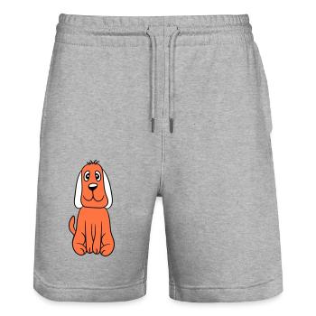 Hund Sitzt Süß Kleiner Glücklicher Welpe Haustier - Stanley/Stella Unisex Bio Joggingshorts Trainer  - Grau meliert - Vorne - Nik (191cm) & Marisol (170cm)