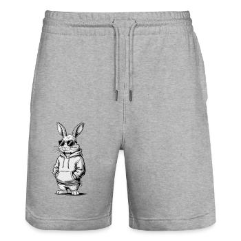 Cooler Osterhase Häschen Frohe Ostern Geschenk - Stanley/Stella Unisex Bio Joggingshorts Trainer  - Grau meliert - Vorne - Nik (191cm) & Marisol (170cm)