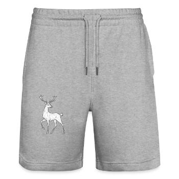 Reindeer Grace - Stanley/Stella Trainer Unisex Organic Jogging Shorts - heather grey - Front - Nik (191cm) & Marisol (170cm)