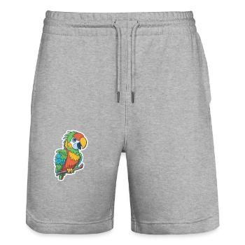 Parrot Papagei Sticker Comic Cartoon Style - Stanley/Stella Unisex Bio Joggingshorts Trainer  - Grau meliert - Vorne - Nik (191cm) & Marisol (170cm)