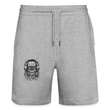SkullGroove Beats Casque Morts-Vivants Métal - Short de jogging bio TRAINER Stanley/Stella unisexe - gris chiné - Devant - Nik (191cm) & Marisol (170cm)