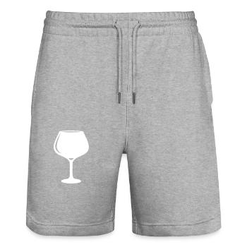 Wein Symbol Rotwein Glas - Stanley/Stella Unisex Bio Joggingshorts Trainer  - Grau meliert - Vorne - Nik (191cm) & Marisol (170cm)