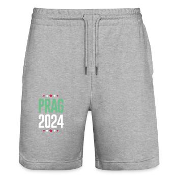 Jours fériés Prague 2024 - Short de jogging bio TRAINER Stanley/Stella unisexe - gris chiné - Devant - Nik (191cm) & Marisol (170cm)