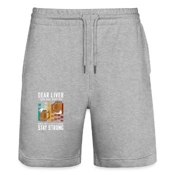 Celebrate Event Bachelor Fun - Stanley/Stella Trainer Unisex Organic Jogging Shorts - heather grey - Front - Nik (191cm) & Marisol (170cm)