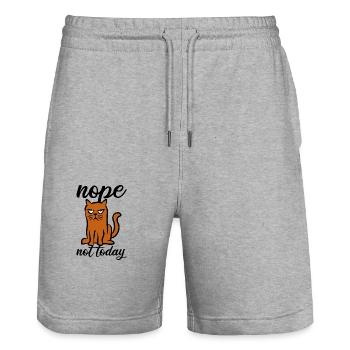 Nope Not Today - Katze - schlechte Laune - Stanley/Stella Unisex Bio Joggingshorts Trainer  - Grau meliert - Vorne - Nik (191cm) & Marisol (170cm)