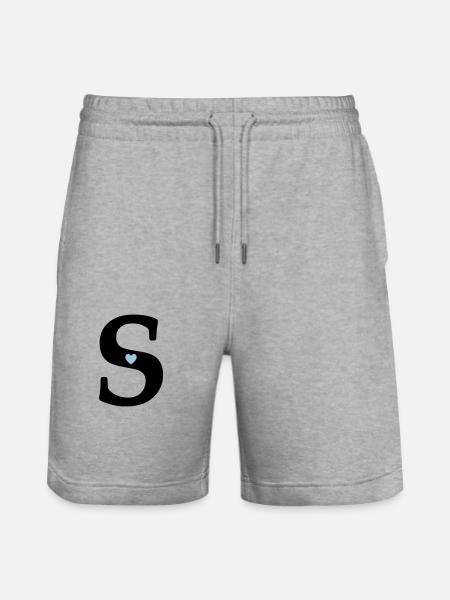 Letter S Initial Letter - Stanley/Stella Trainer Unisex Organic Jogging Shorts - heather grey