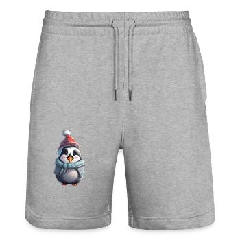 Festlicher Pinguin-Feiertag - Stanley/Stella Unisex Bio Joggingshorts Trainer  - Grau meliert - Vorne - Nik (191cm) & Marisol (170cm)